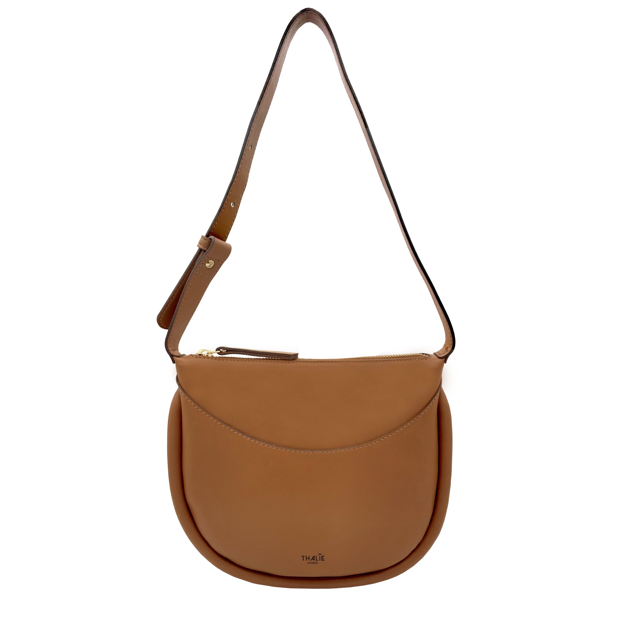 Adele Tan Vegan Shoulder Bag front view. A stylish, sustainable handbag made from eco-friendly cactus leather.