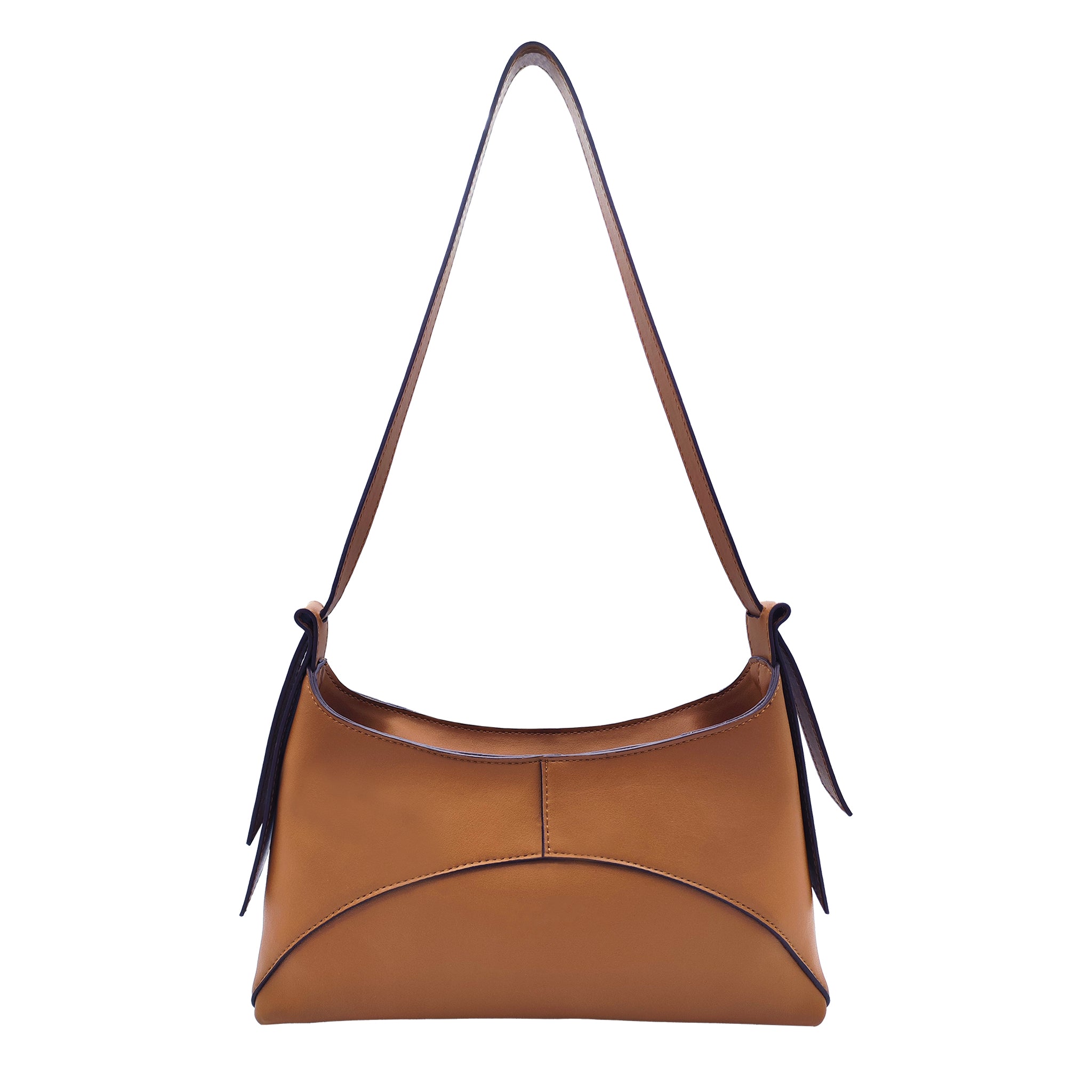 Back view of the Ambre Tan ethical handbag in an elegant minimalist design.