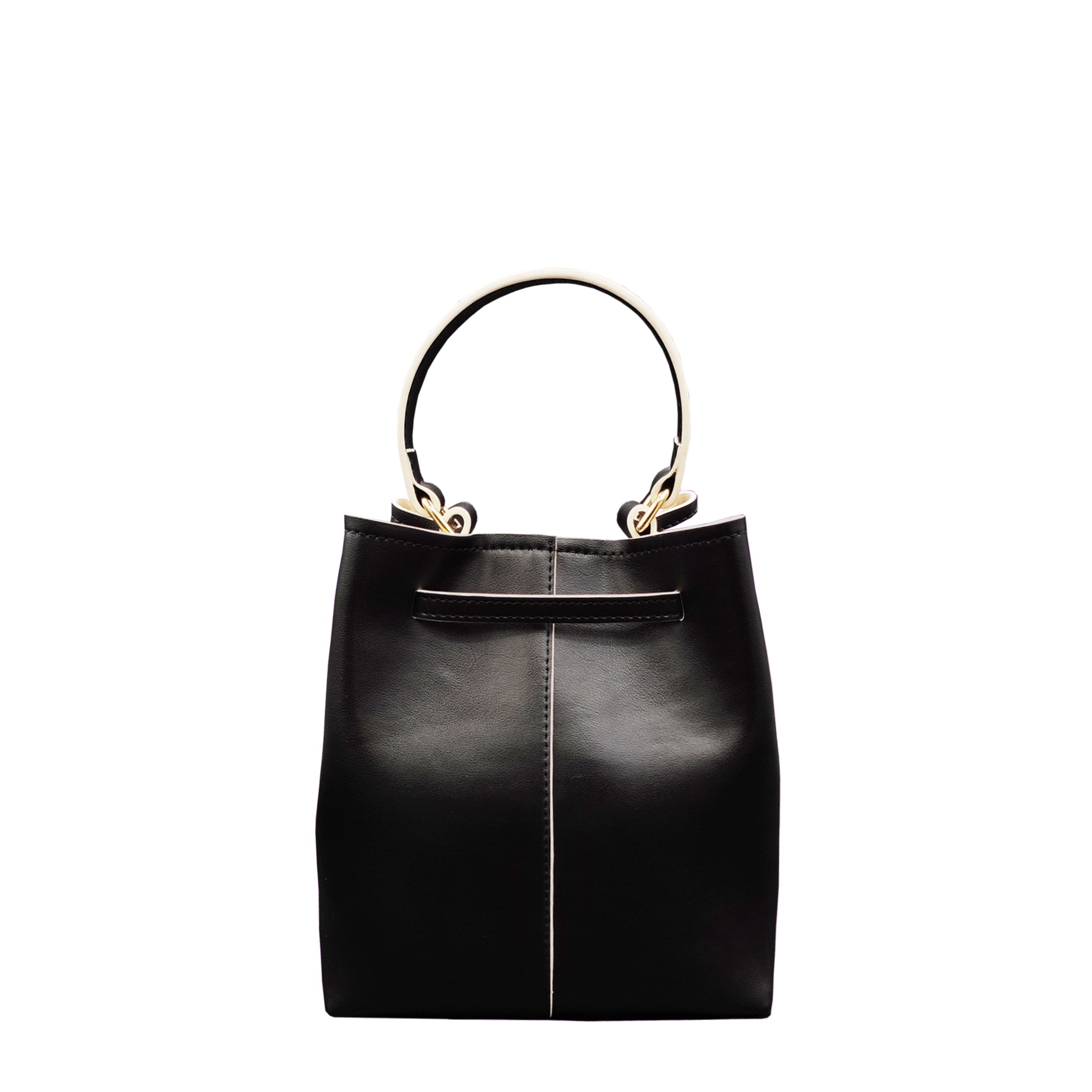 Back View: Minimalist Mia Vegan Handbag in Black with sustainable craftsmanship. Thalie Paris