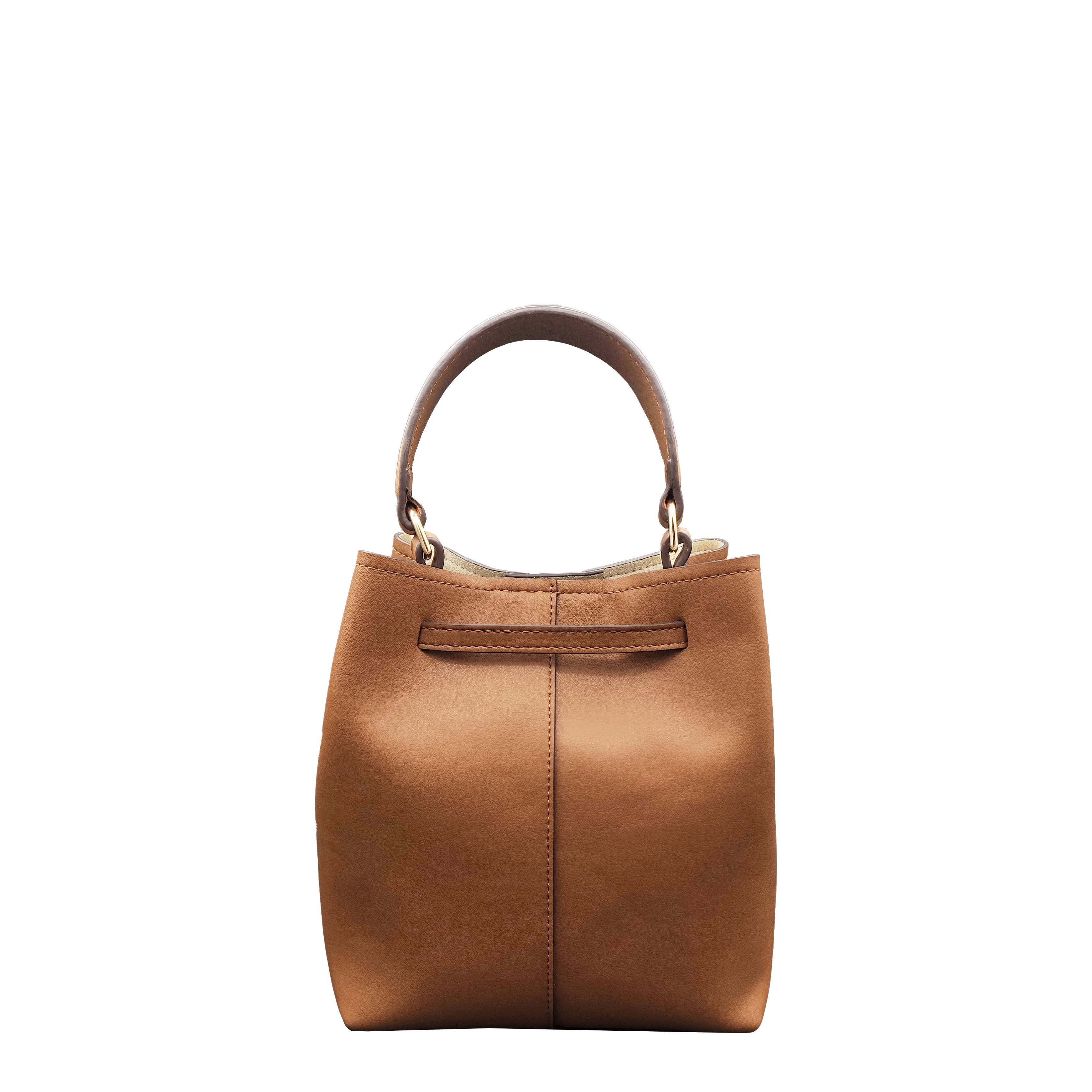 Mia Vegan Handbag in Tan with a timeless silhouette and ethical materials. Thalie Paris. Back view